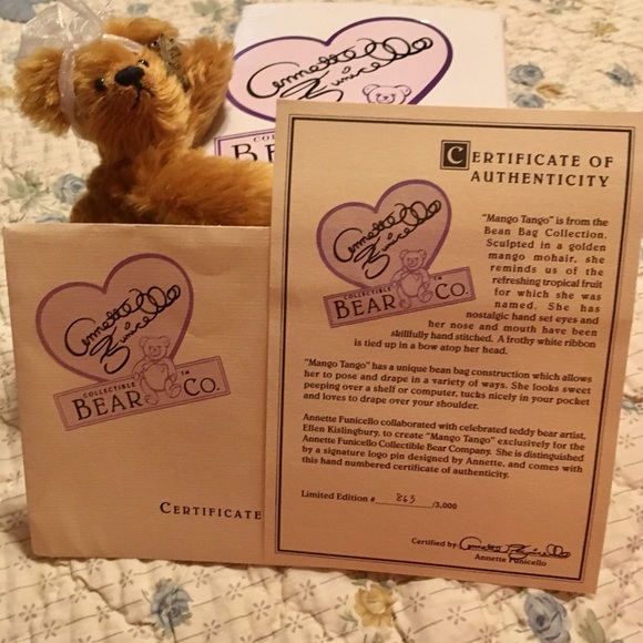 ANNETTE FUNICELLO COLLECTIBLE BEAR...NIB...MANGO - Picture 3 of 4